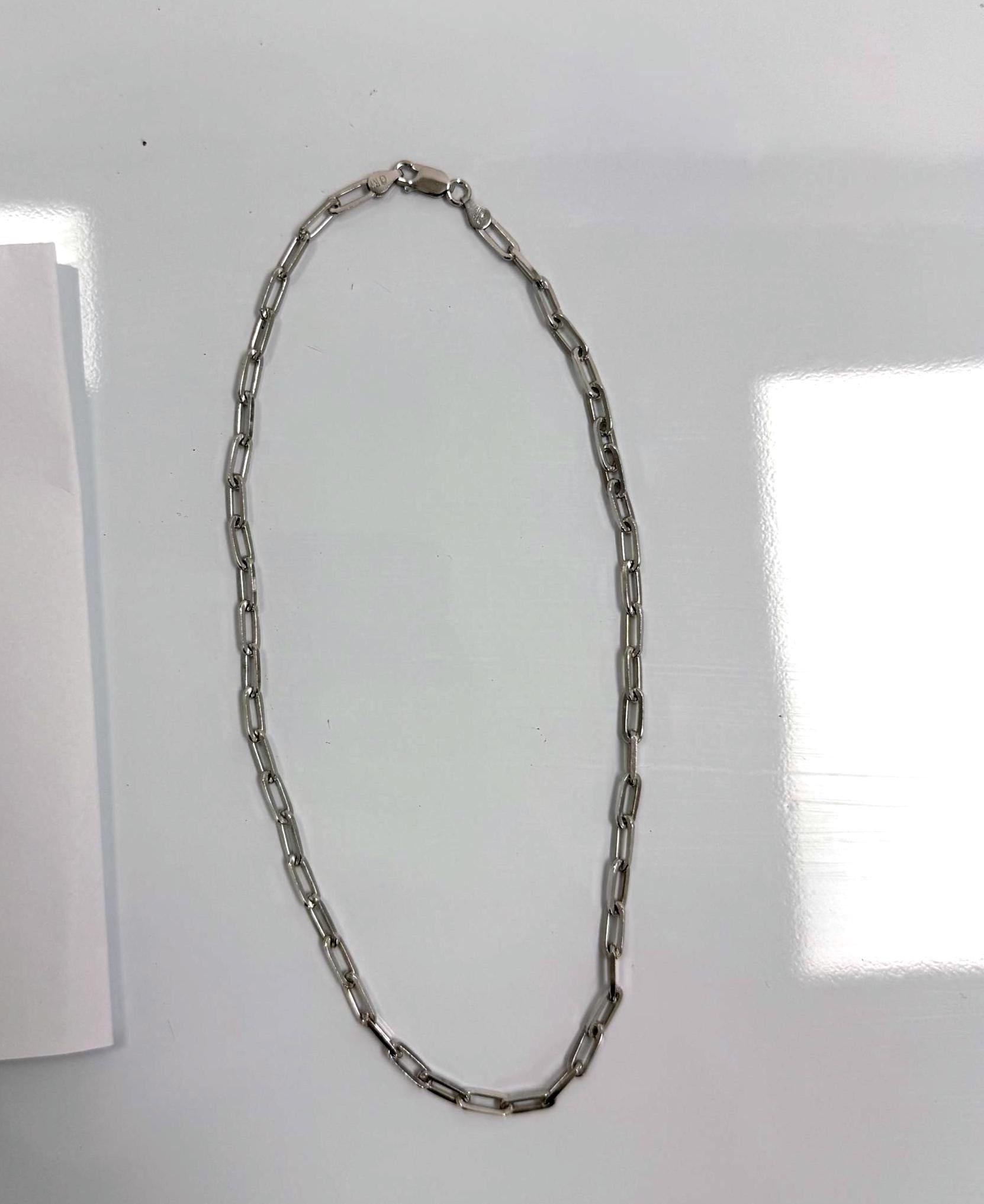 Sterling Silver Paperclip Chain Necklace | 16 Inch 925 Silver | Paperclip Link Chain for Women