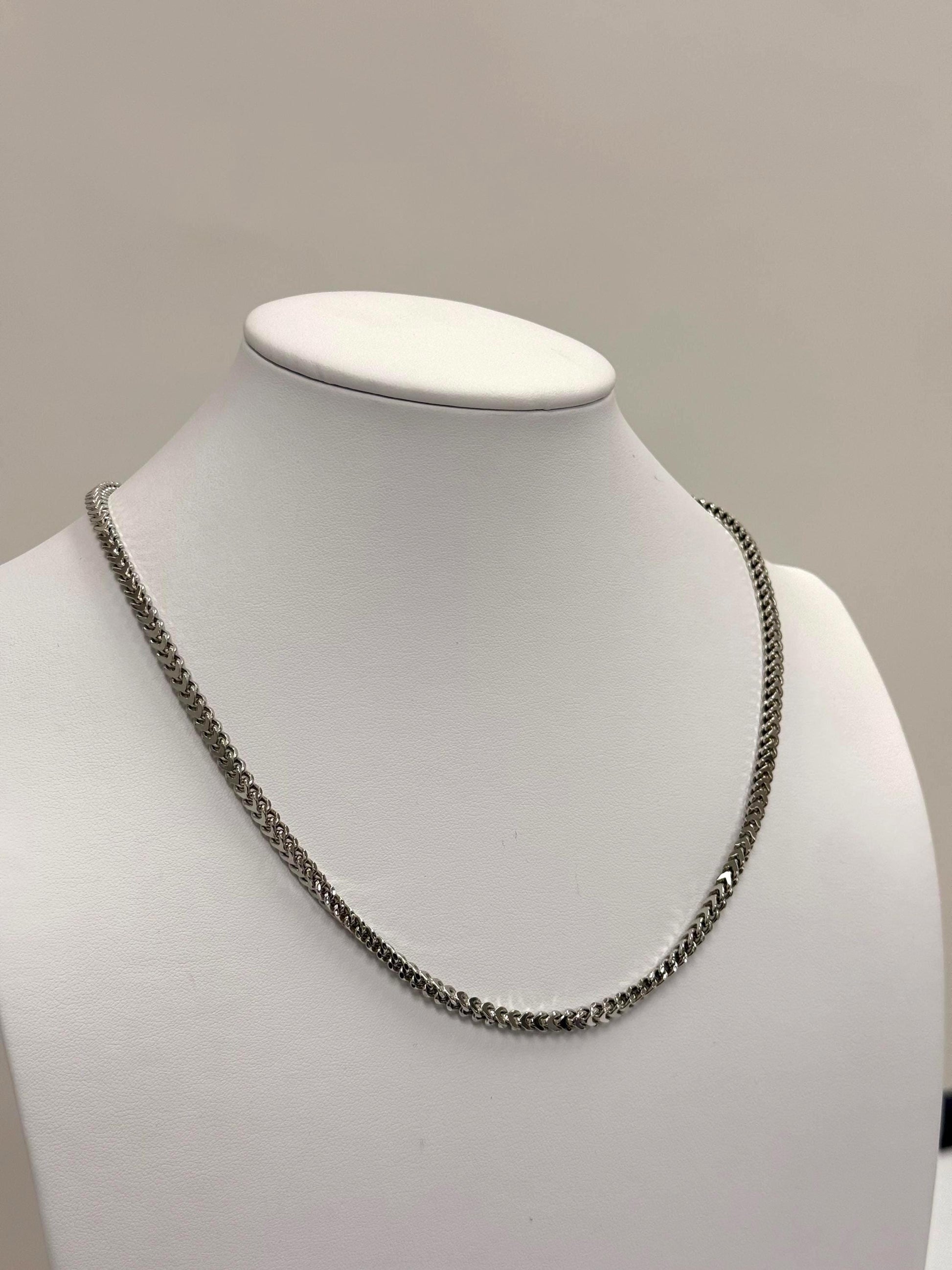 Sterling Silver Franco Chain Necklace | 20 Inch 925 Silver | 3mm Franco Chain for Women