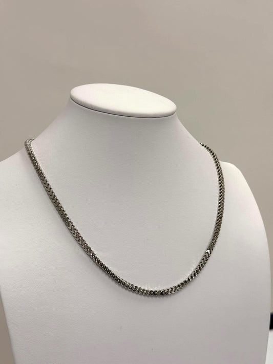 Sterling Silver Franco Chain Necklace | 20 Inch 925 Silver | 3mm Franco Chain for Women