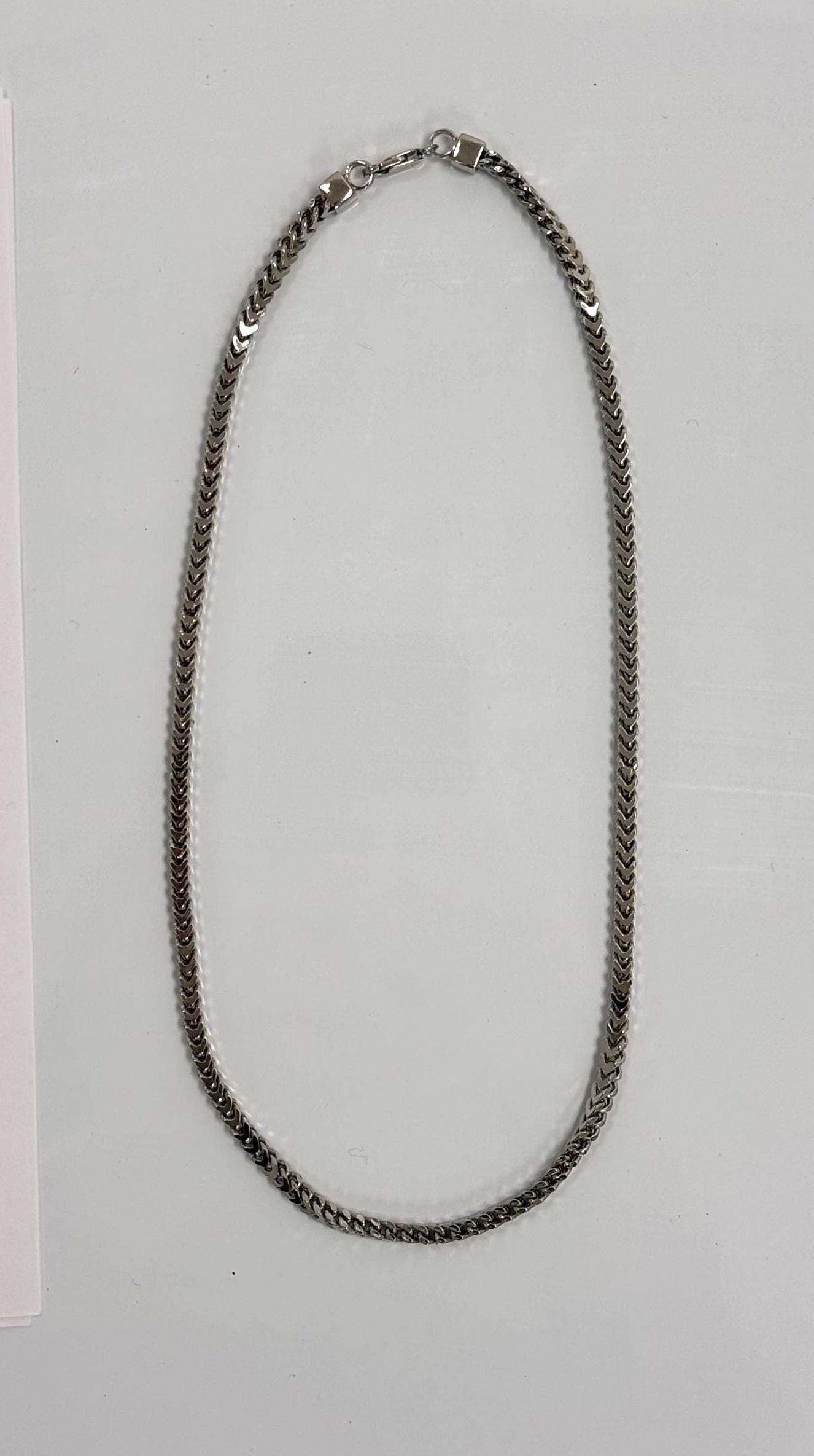 Sterling Silver Franco Chain Necklace | 18 Inch 925 Silver | 3.5mm Flat Franco Chain