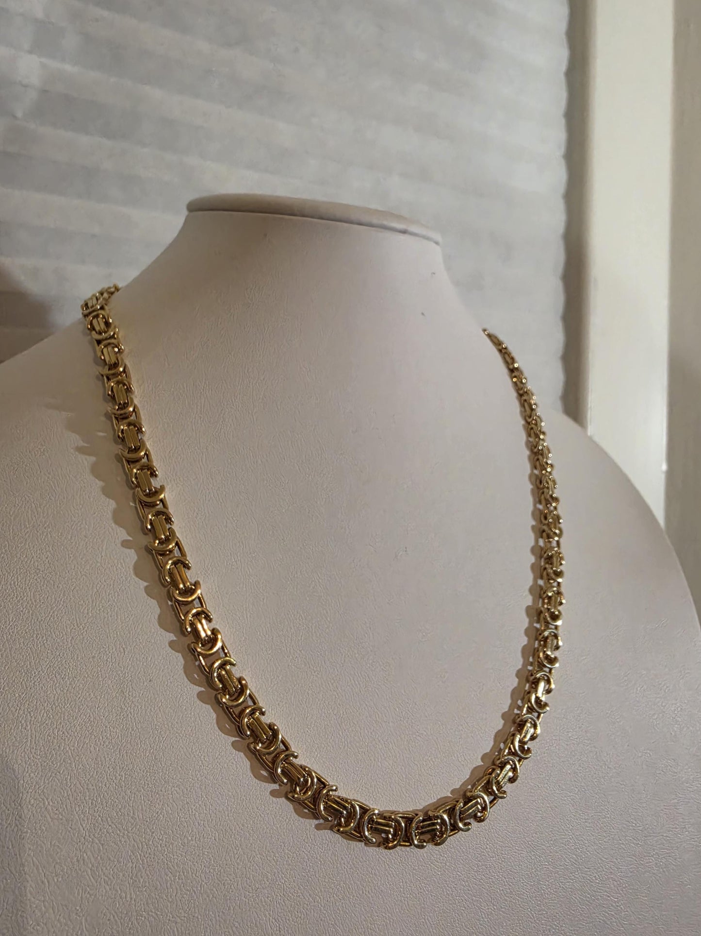 Gold Byzantine Chain Necklace | 20 Inch 925 Sterling Silver | 6mm Gold Plated Byzantine Chain