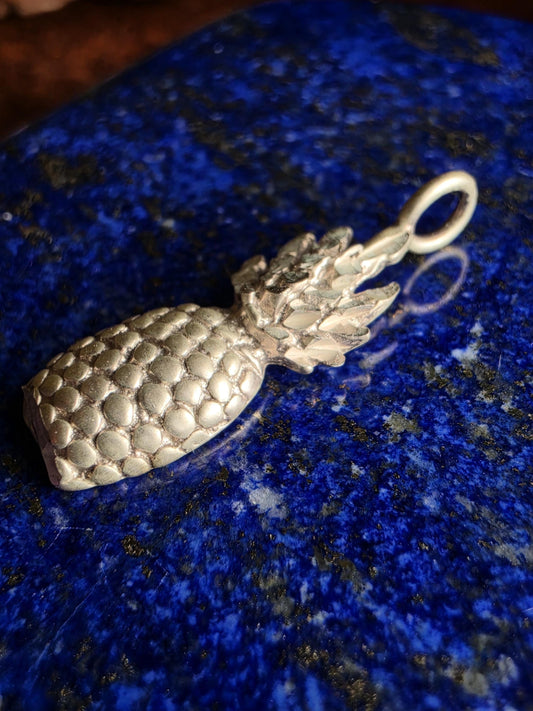Sterling Silver Pineapple Pendant | 925 Silver Pineapple Charm | Artisan Pendant Necklace