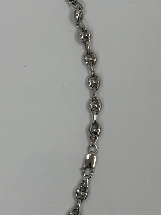 Sterling Silver Puffed Mariner Chain Necklace | 925 Silver | 18 Inch | 7.13mm | Anchor Link