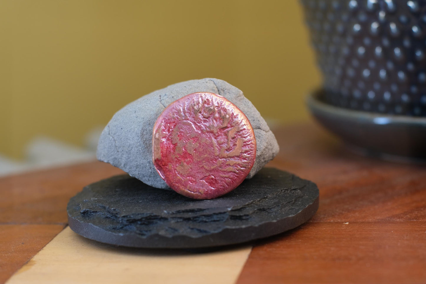 Hand Poured Solid Copper Helmet Token | Polished Finish | 60.12g | Sci-Fi Inspired Copper Coin