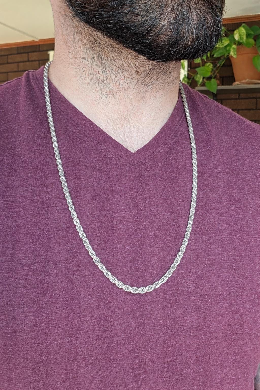 30 Inch Sterling Silver Rope Chain Necklace | Thick Italian Cut 925 Silver | Men's Women's Twisted Chain