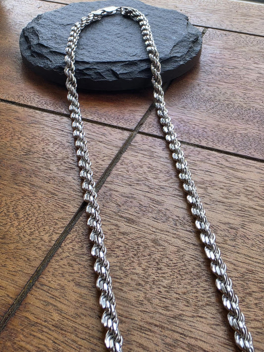 30 Inch Sterling Silver Rope Chain Necklace | Thick Italian Cut 925 Silver | Men's Women's Twisted Chain