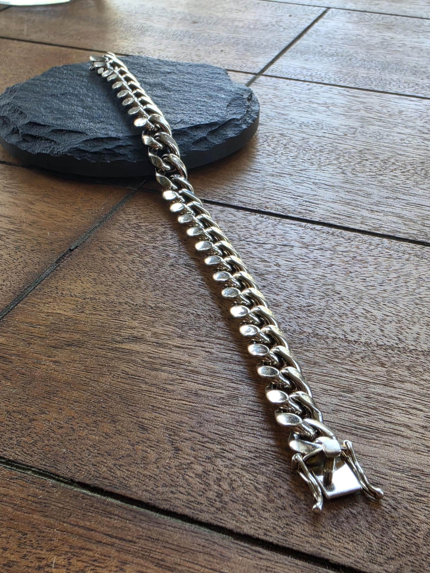 9 Inch Sterling Silver Cuban Link Bracelet | Heavy Italian Cut 925 Silver | Men's Chunky Chain Bracelet