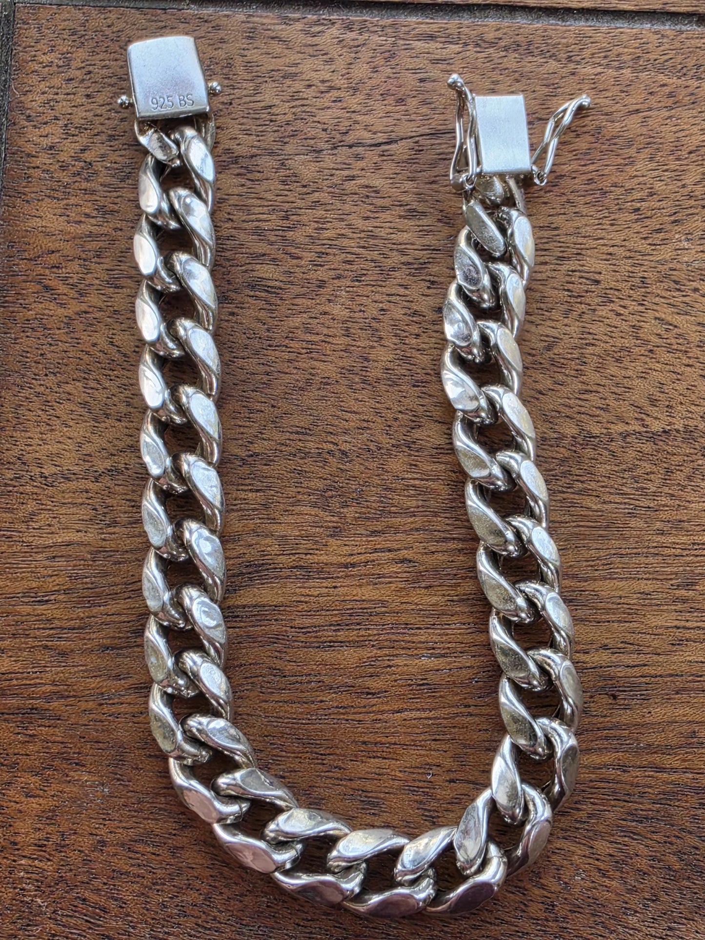 9 Inch Sterling Silver Cuban Link Bracelet | Heavy Italian Cut 925 Silver | Men's Chunky Chain Bracelet