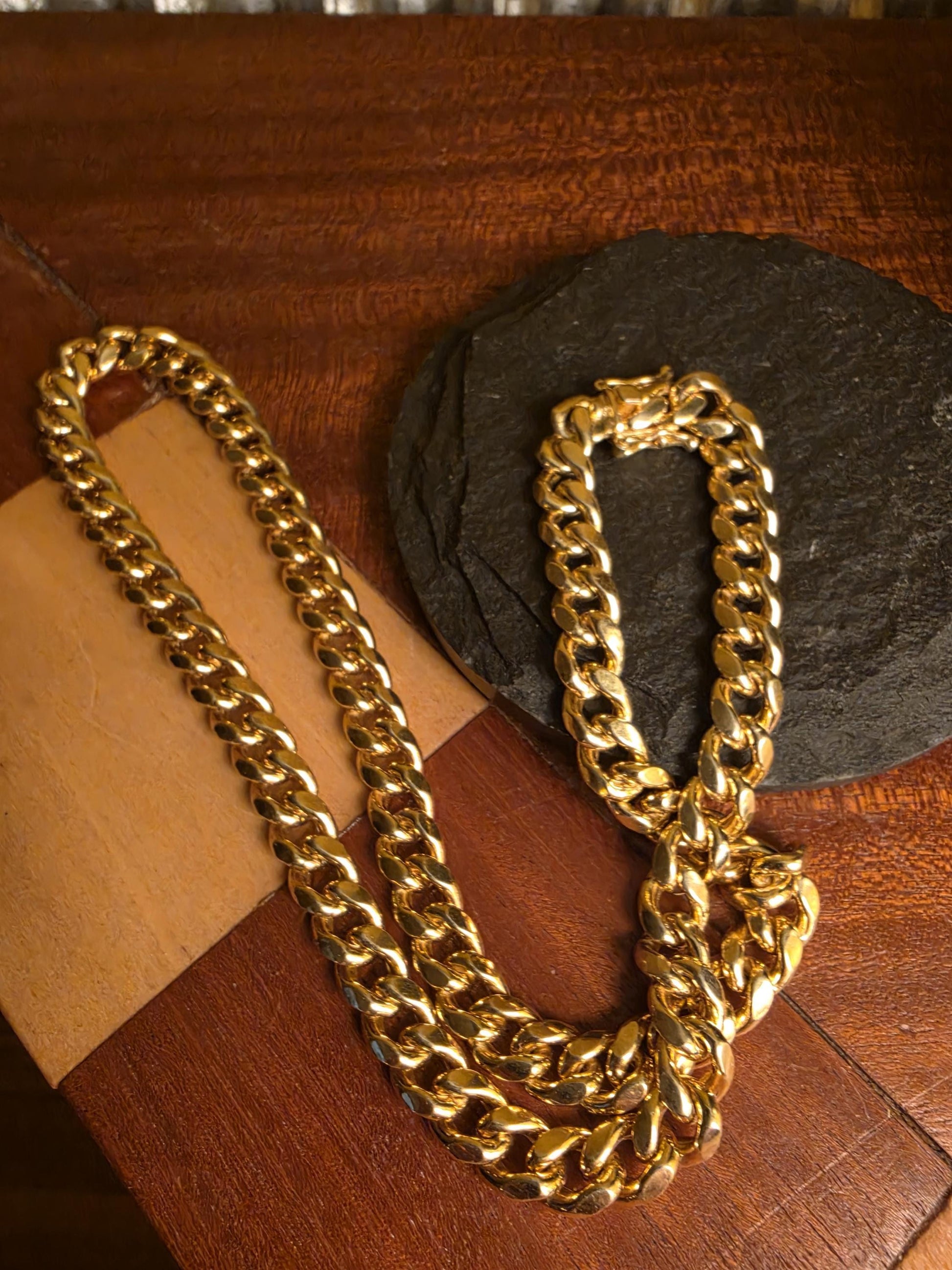 Heavy 925 Sterling Silver Gold Plated Miami Cuban Link Chain Necklace | 8.76mm | Thick Gold Chain | Men's Women's Hip Hop Jewelry | Box Clas
