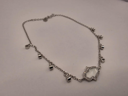 925 Sterling Silver Hamsa Charm Bracelet| 10" | Lock & Circle Charms | Delicate Chain | Protection Jewelry | Gift for Her