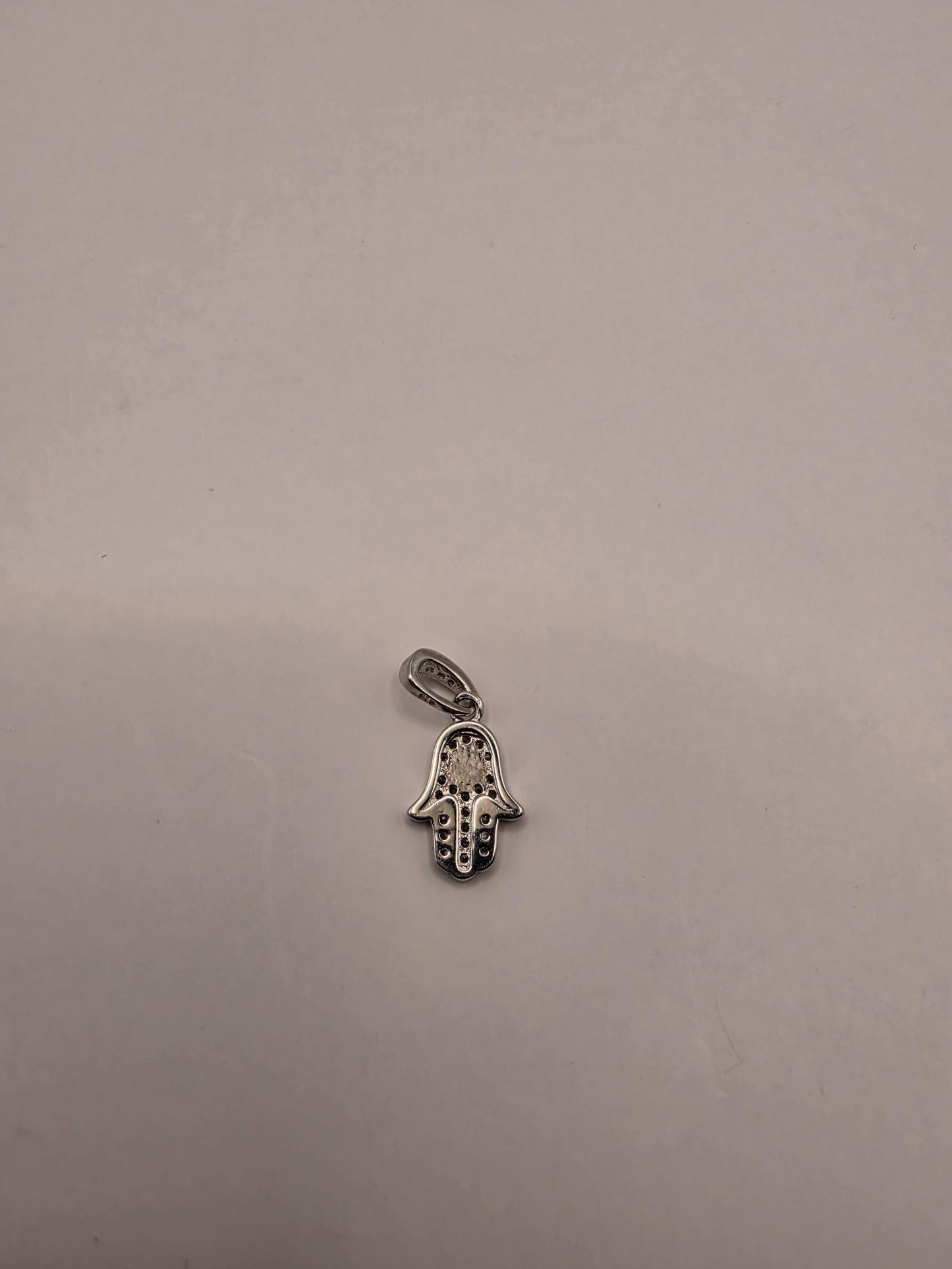 Sterling Silver Hamsa Pendant | 925 Silver Hand of Fatima Charm | CZ Evil Eye Hamsa Necklace Pendant