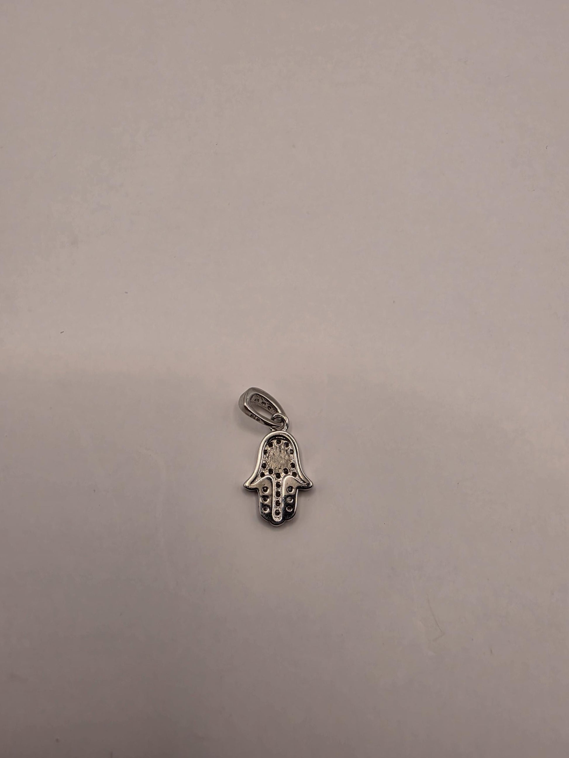 Sterling Silver Hamsa Pendant | 925 Silver Hand of Fatima Charm | CZ Evil Eye Hamsa Necklace Pendant
