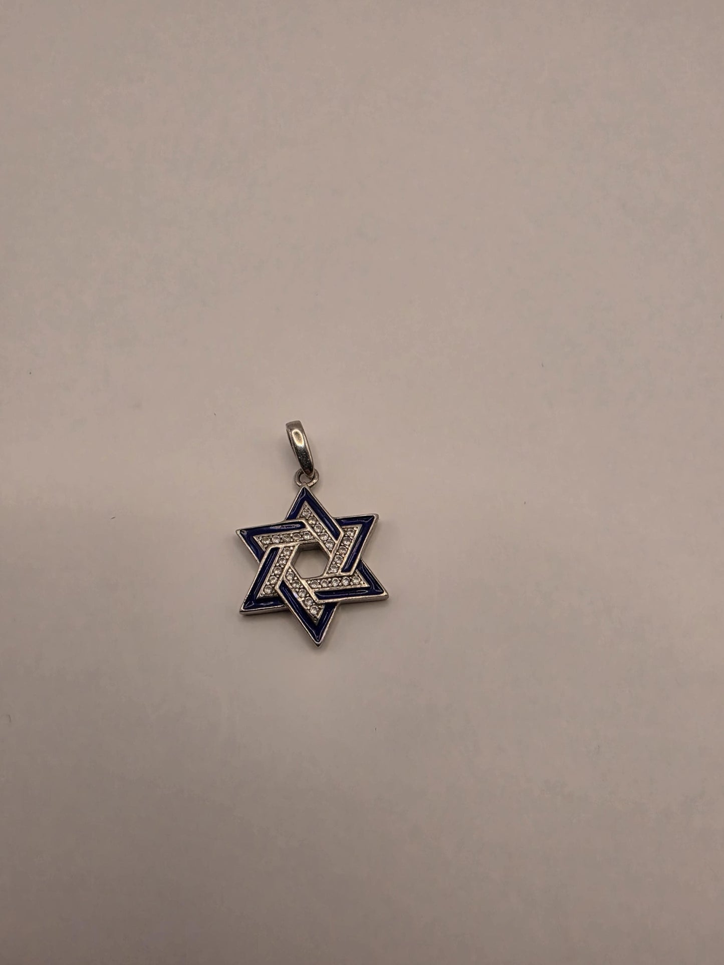 Sterling Silver Star of David Pendant | 925 Silver CZ Blue Enamel Jewish Star Charm | Magen David Pendant | Spiritual Protection Charm