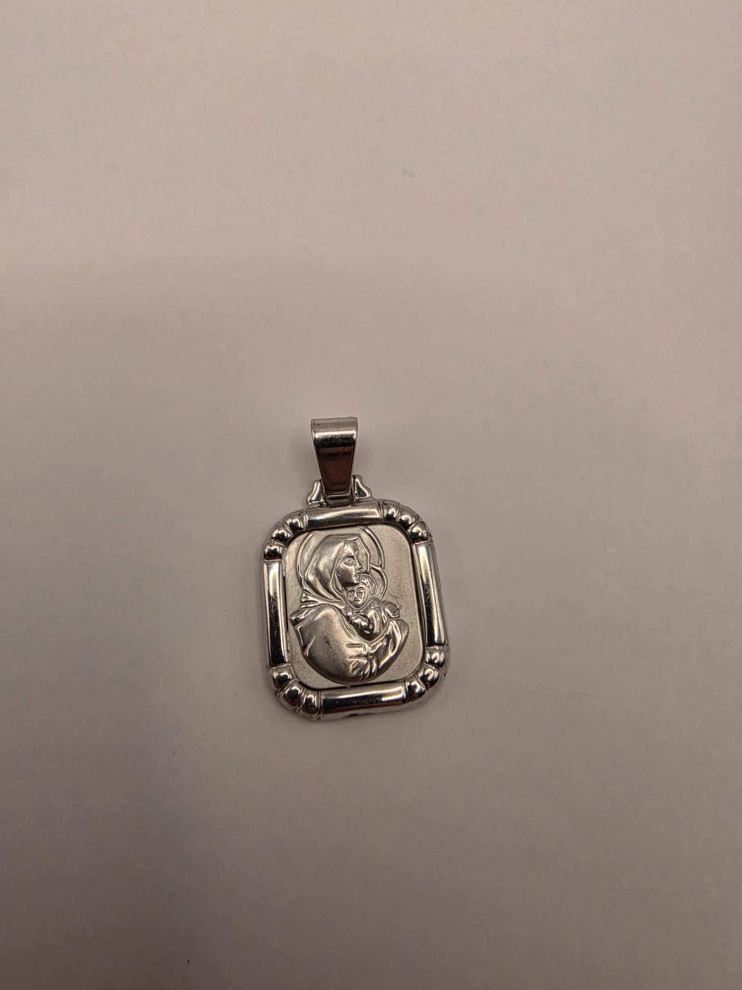 Sterling Silver Madonna and Child Pendant | 925 Silver Mother Mary Baby Jesus Medal | Catholic Religious Charm