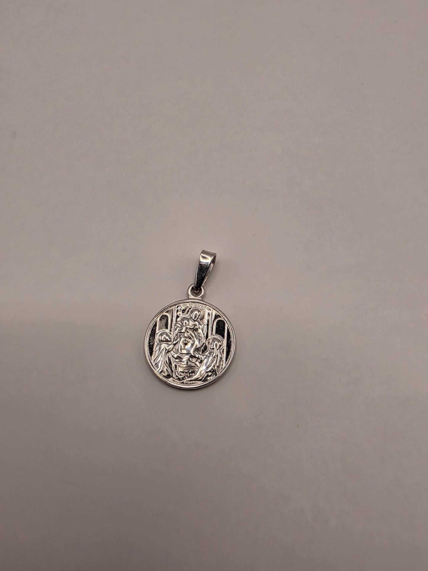 Sterling Silver Saint Medal Pendant | 925 Silver Round Religious Coin Charm | Catholic Saint Necklace Pendant