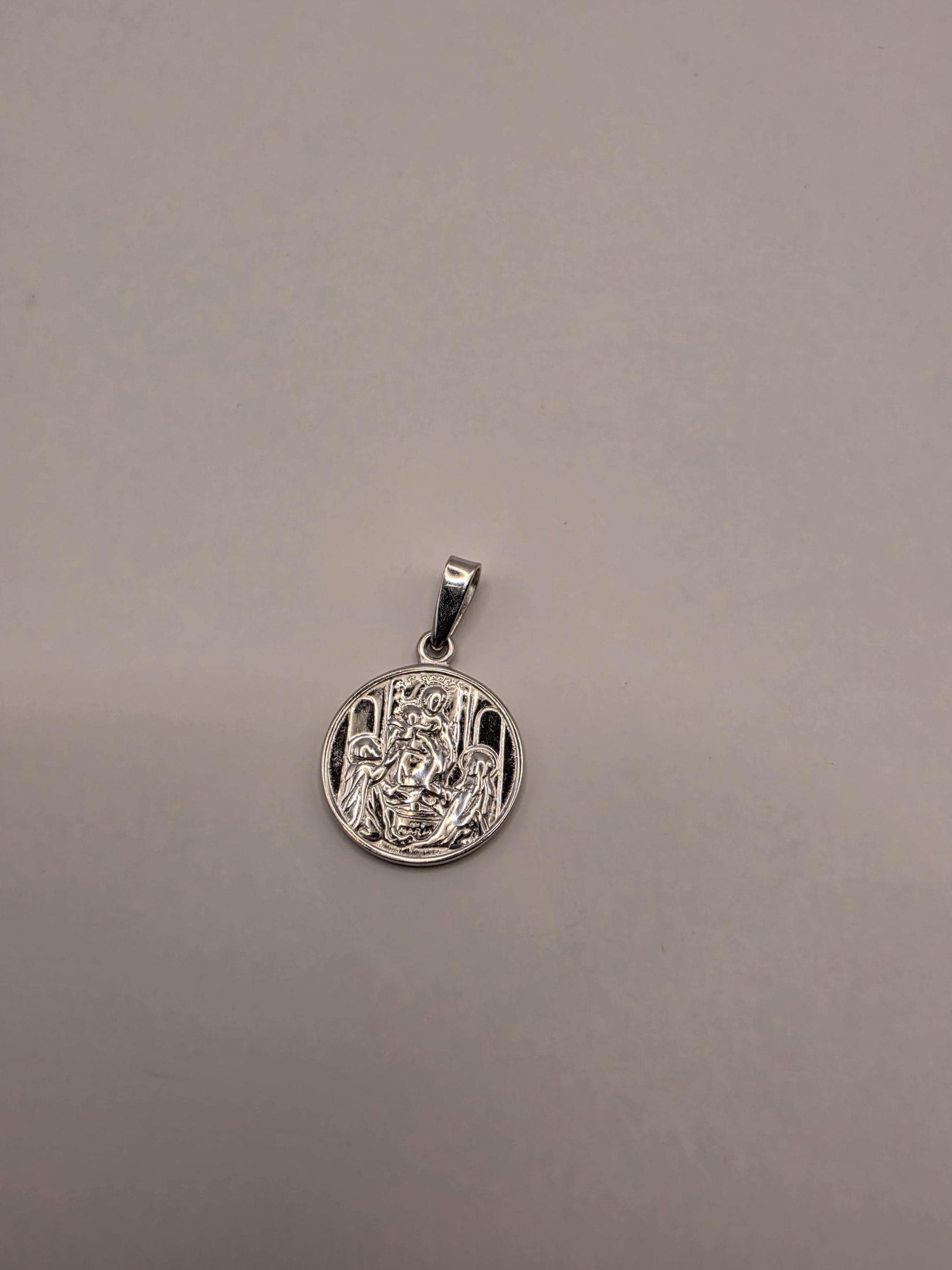 Sterling Silver Saint Medal Pendant | 925 Silver Round Religious Coin Charm | Catholic Saint Necklace Pendant