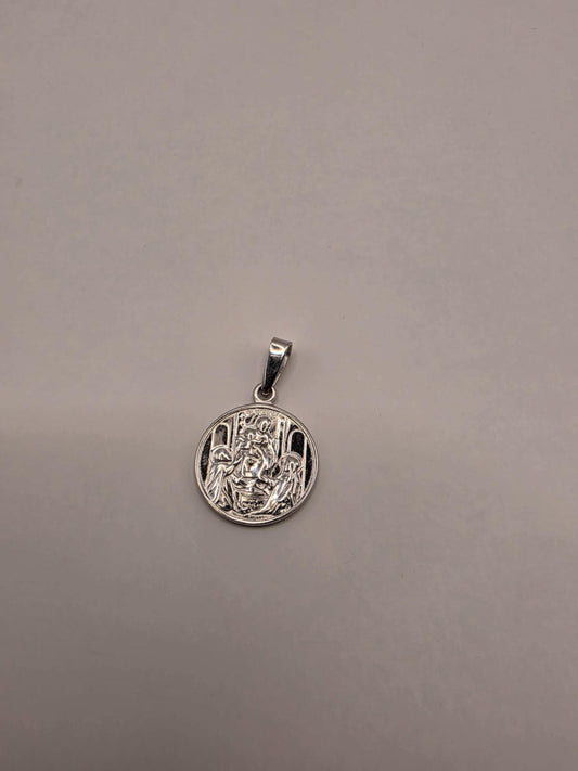 Sterling Silver Saint Medal Pendant | 925 Silver Round Religious Coin Charm | Catholic Saint Necklace Pendant