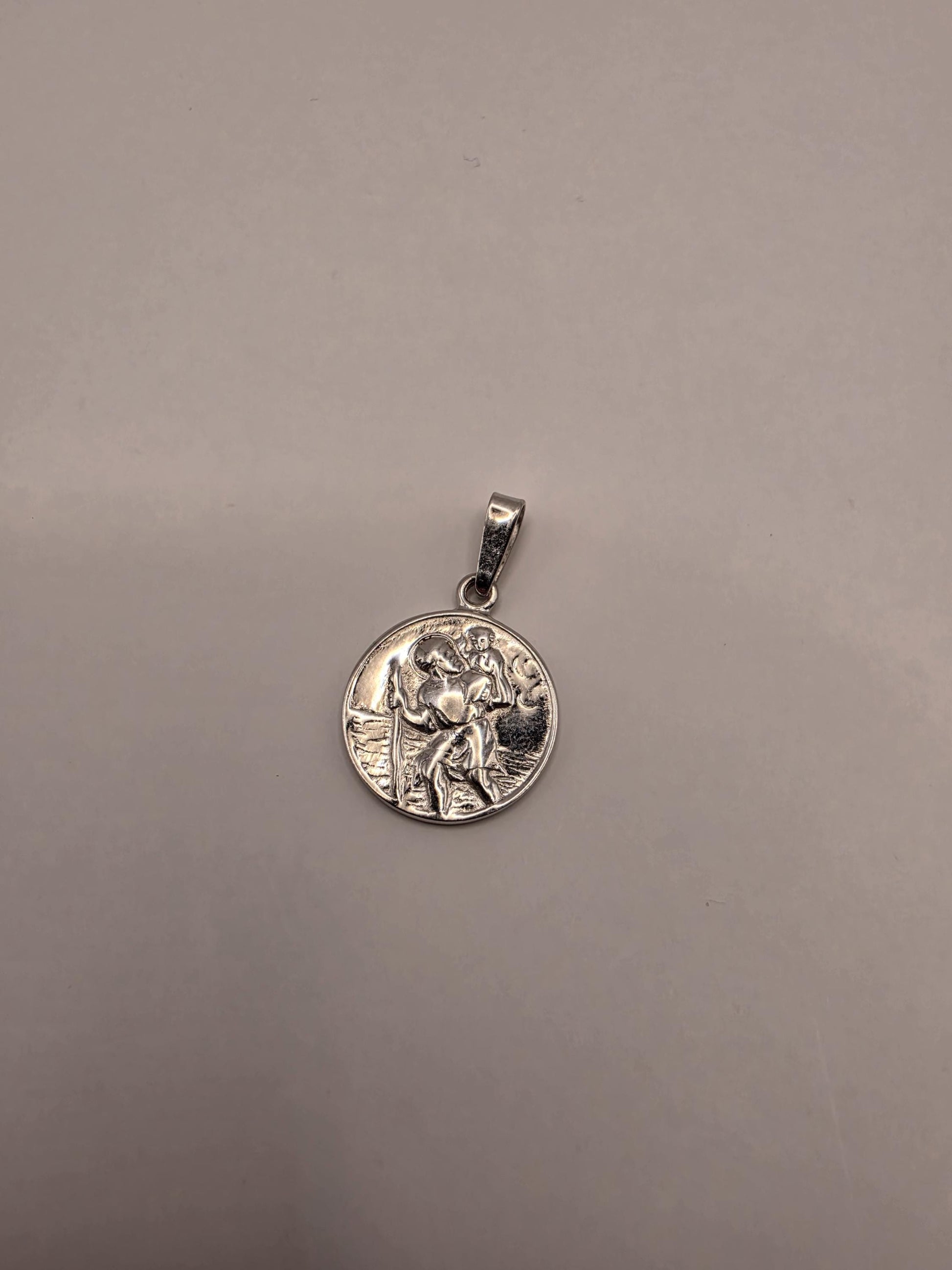 Sterling Silver St Christopher Pendant | 925 Silver Saint Christopher Medal | Traveler Protection Charm