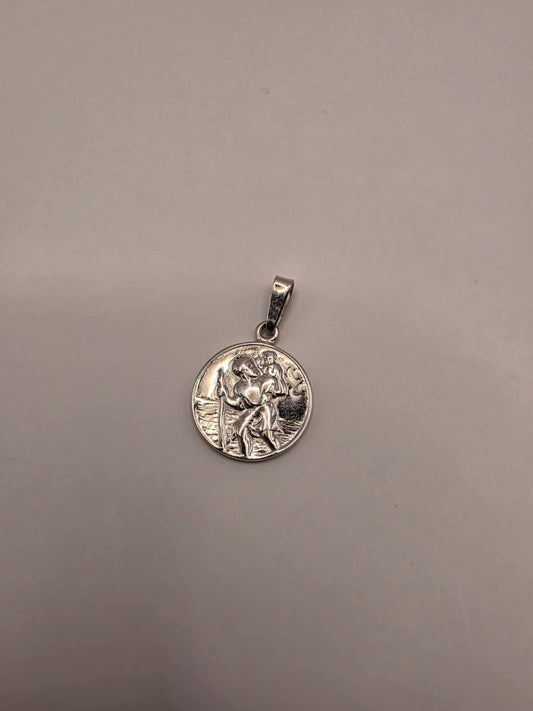 Sterling Silver St Christopher Pendant | 925 Silver Saint Christopher Medal | Traveler Protection Charm
