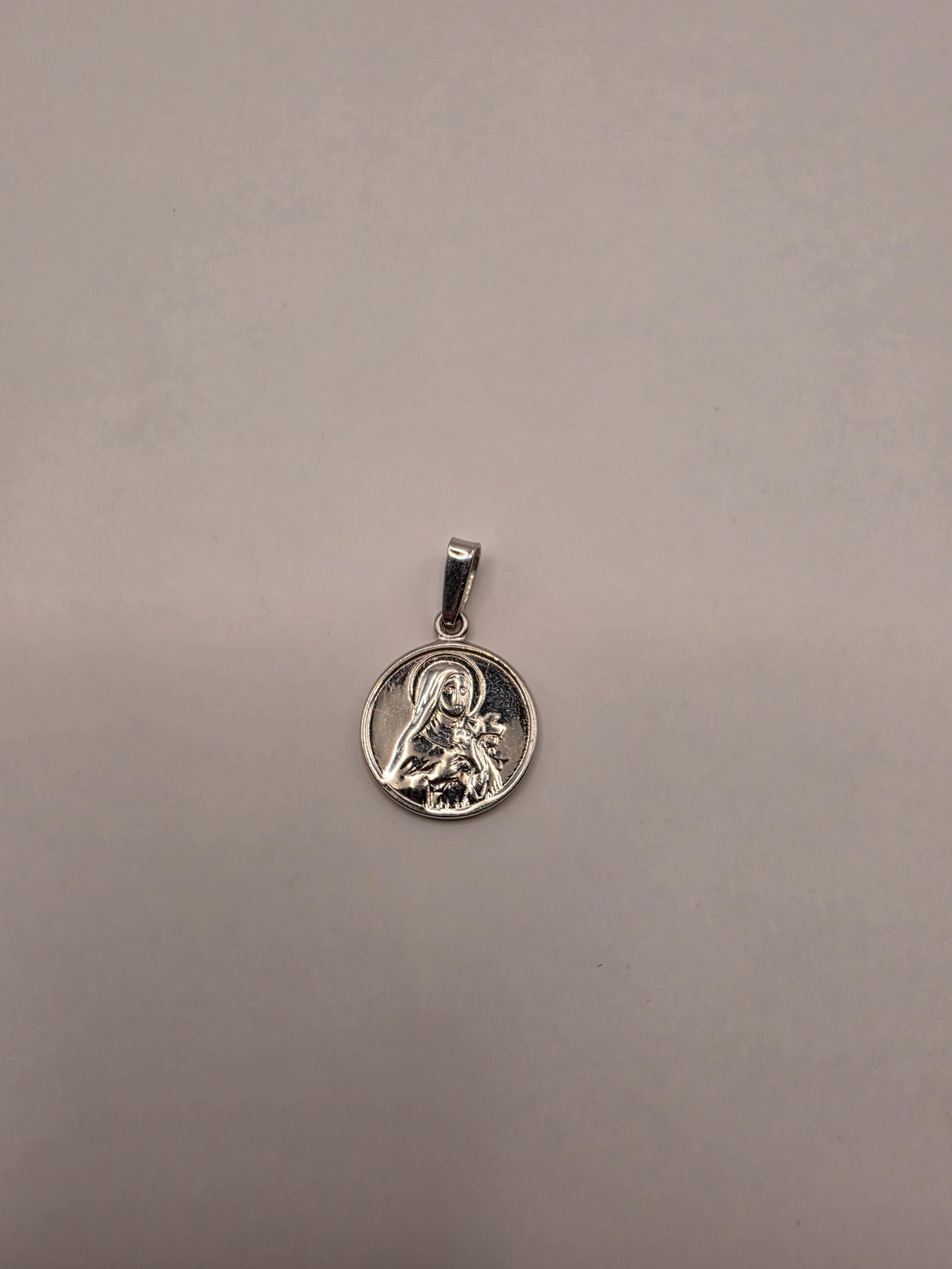 Sterling Silver Madonna and Child Pendant | 925 Silver Round Mary Jesus Medal | Catholic Coin Charm Necklace | Religious Gift Faith Jewelry