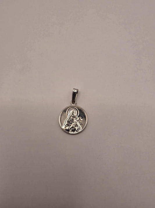 Sterling Silver Madonna and Child Pendant | 925 Silver Round Mary Jesus Medal | Catholic Coin Charm Necklace | Religious Gift Faith Jewelry