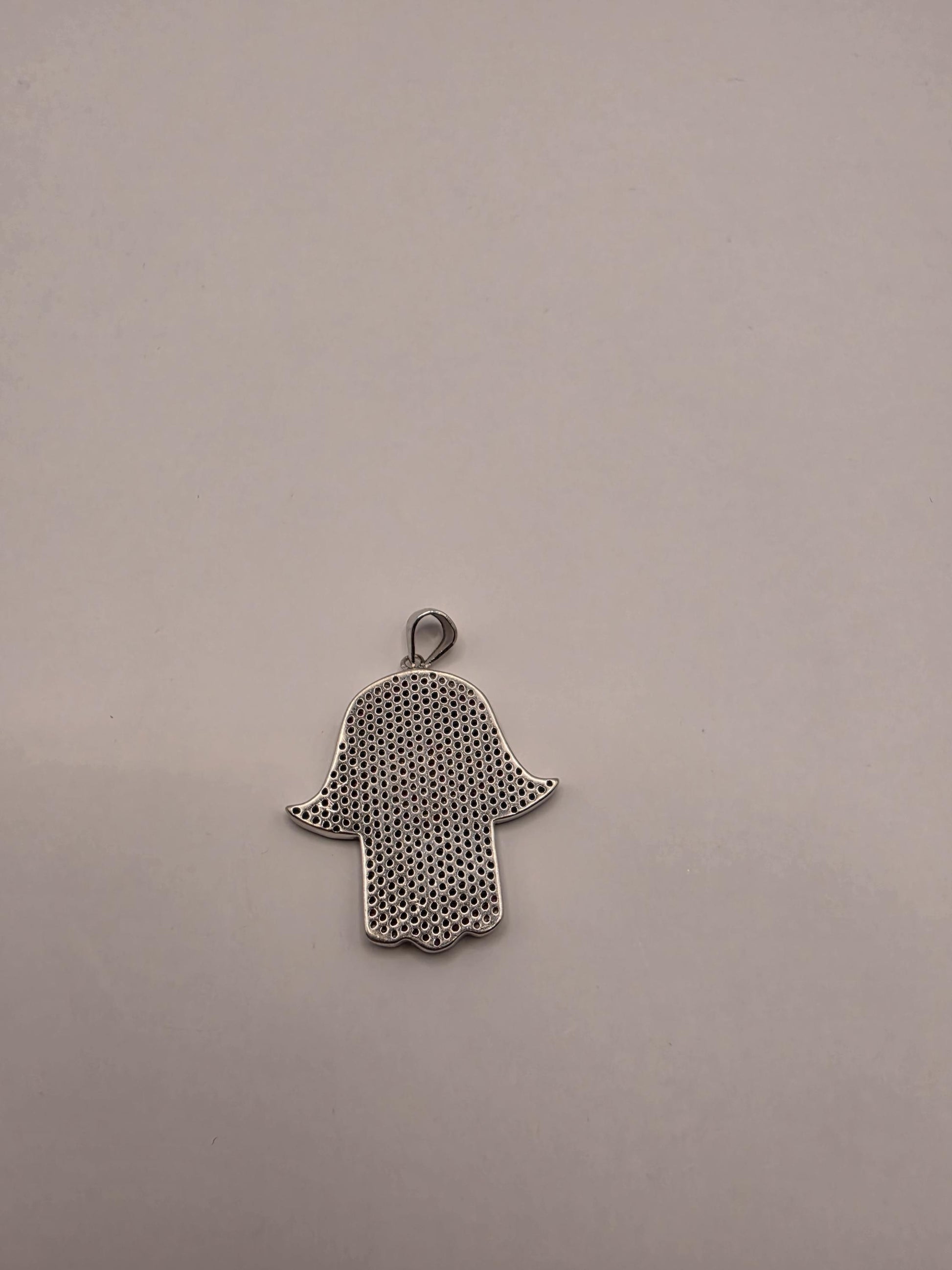 Sterling Silver Hamsa Pendant | 925 Silver Blue Pavé CZ Hamsa Evil Eye Charm | Large Hamsa Necklace Pendant | Spiritual Protection Charm