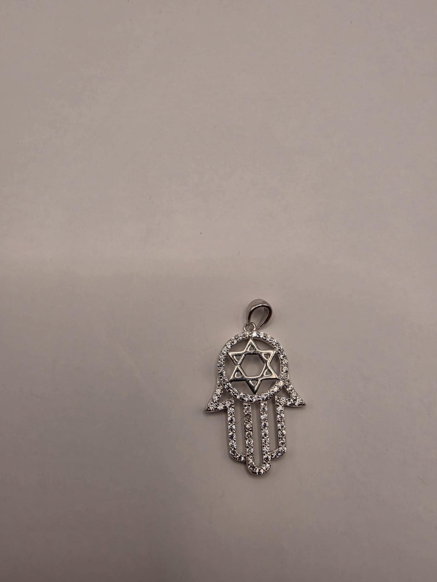 Sterling Silver Hamsa Star of David Pendant | 925 Silver CZ Hamsa Jewish Star Charm | Hamsa Necklace Pendant | Spiritual Protection Charm