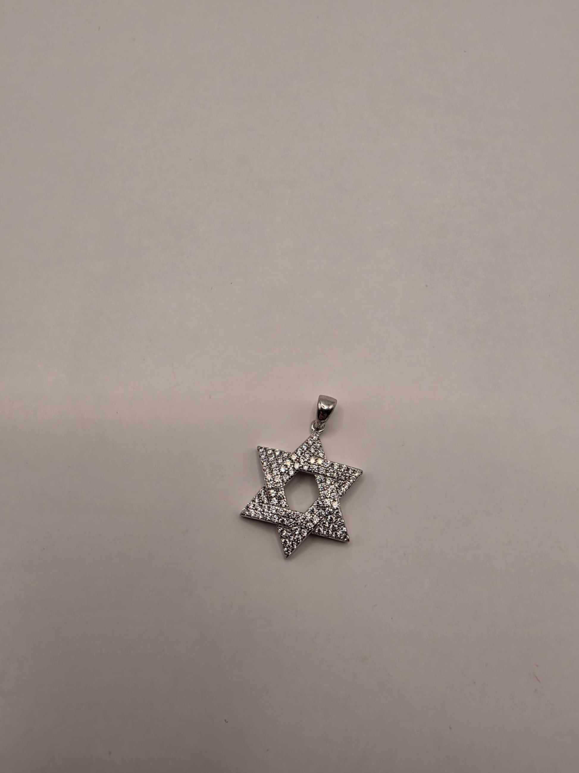 Sterling Silver Star of David Pendant | 925 Silver Pavé CZ Jewish Star Charm | Magen David Necklace Pendant