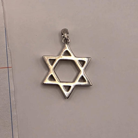 Sterling Silver Star of David Pendant | 925 Silver Open Cut Jewish Star Charm | Magen David Necklace Pendant | Spiritual Protection Charm