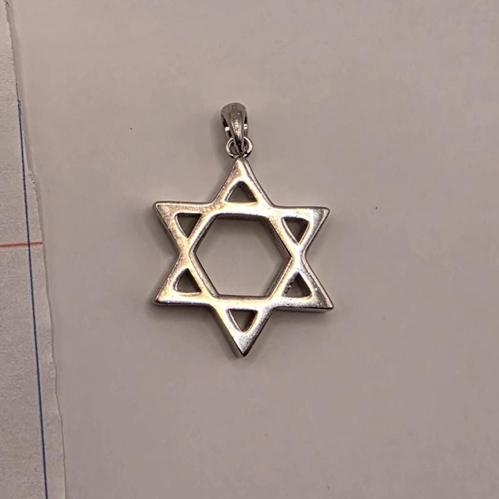 Sterling Silver Star of David Pendant | 925 Silver Open Cut Jewish Star Charm | Magen David Necklace Pendant