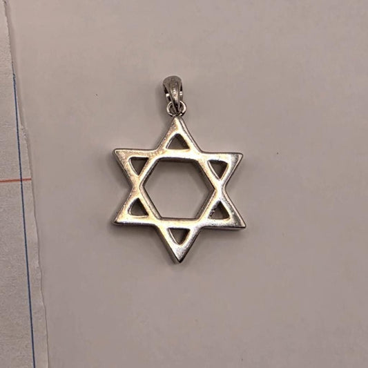 Sterling Silver Star of David Pendant | 925 Silver Open Cut Jewish Star Charm | Magen David Necklace Pendant