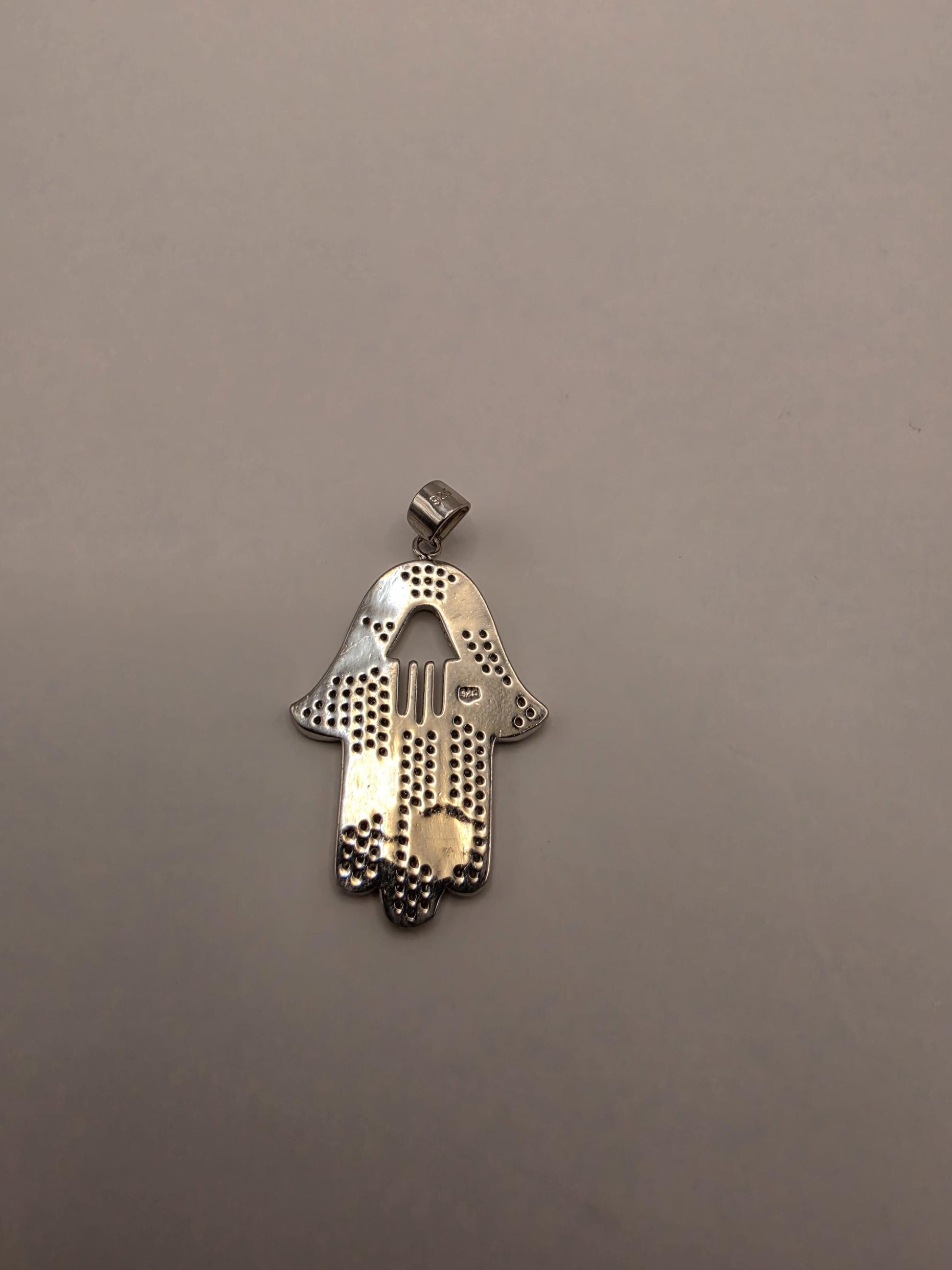 Sterling Silver Hamsa Pendant | 925 Silver CZ Evil Eye Hamsa Charm | Blue Enamel Hamsa Necklace Pendant