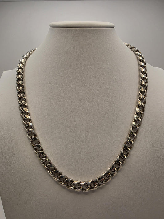 Sterling Silver Cuban Link Chain Necklace 22 Inch 10mm Wide Heavy 68.2g Solid 925 Men's Women's