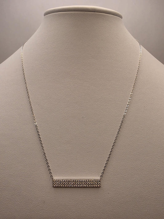 Sterling Silver CZ Bar Pendant Necklace | 925 Silver | 18 Inch