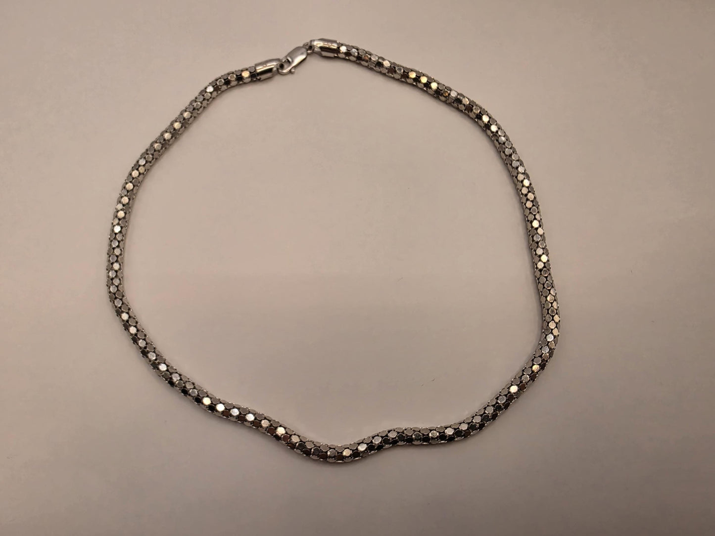 Sterling Silver Popcorn Mesh Chain Necklace | 925 Silver | 18 Inch | 4.6mm