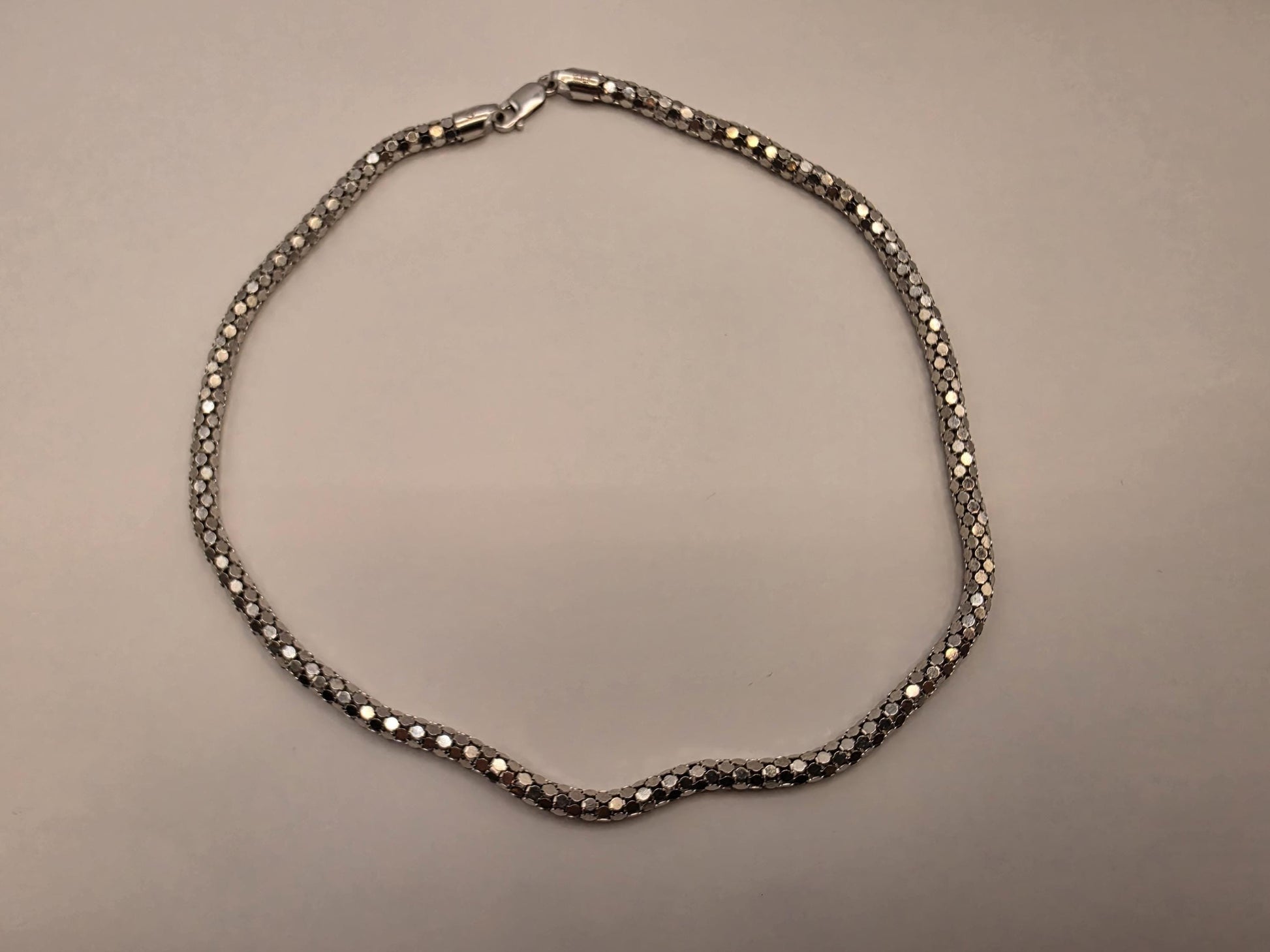 Sterling Silver Popcorn Mesh Chain Necklace | 925 Silver | 18 Inch | 4.6mm