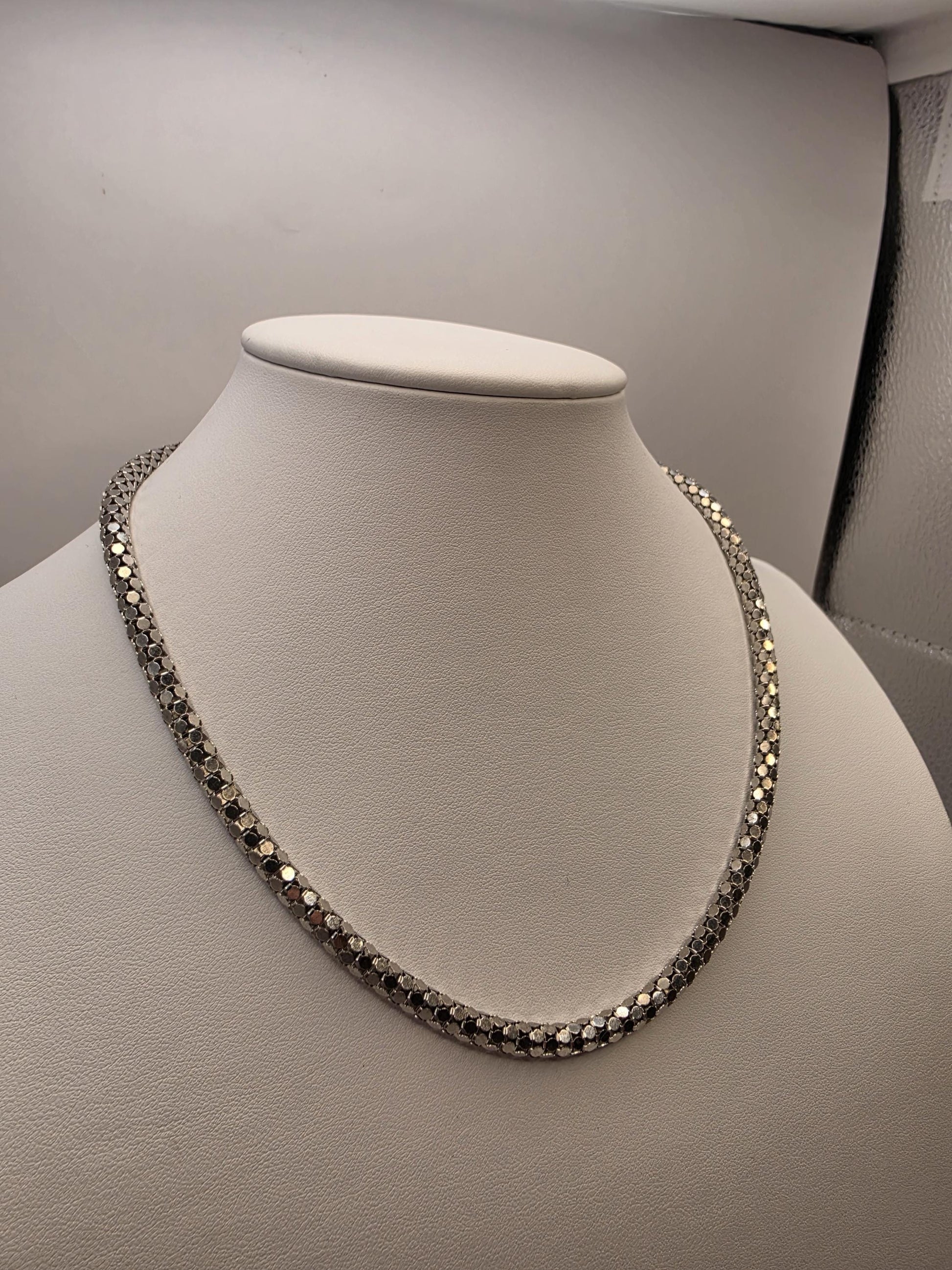 Sterling Silver Popcorn Mesh Chain Necklace | 925 Silver | 18 Inch | 4.6mm