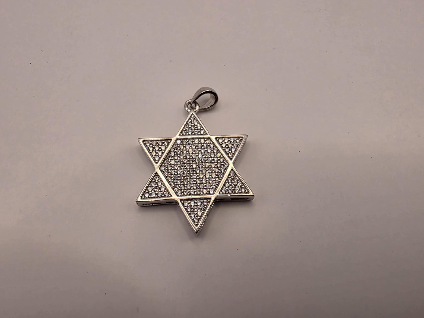 Sterling Silver CZ Pave Star of David Pendant