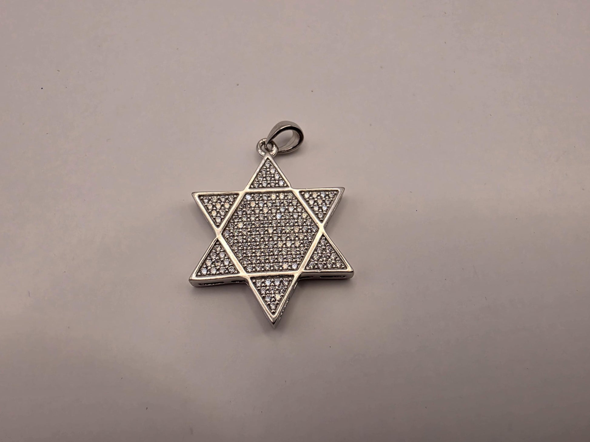 Sterling Silver CZ Pave Star of David Pendant