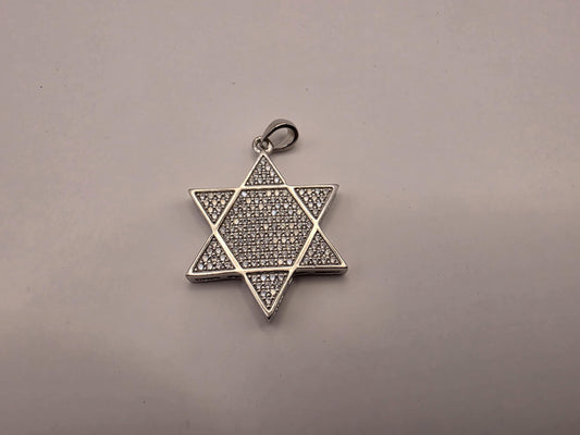 Sterling Silver CZ Pave Star of David Pendant