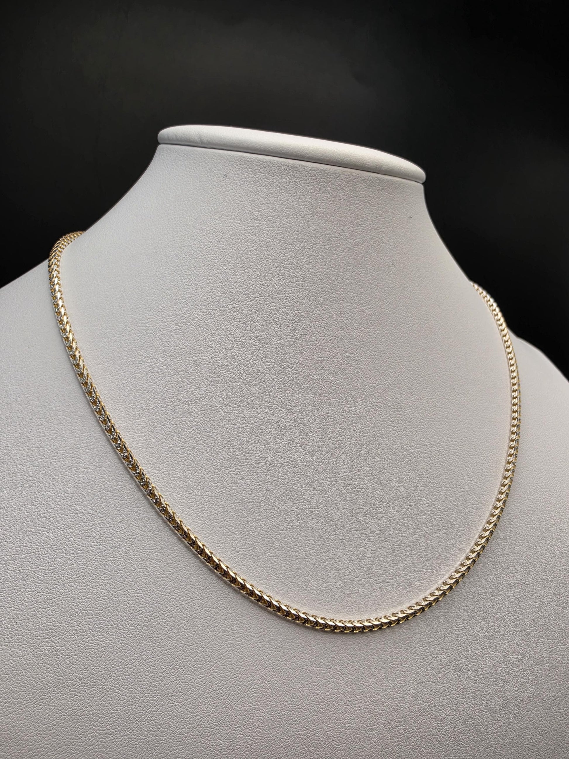 Gold Plated Sterling Silver 2.25mm Wheat Chain Necklace 18.25 Inch