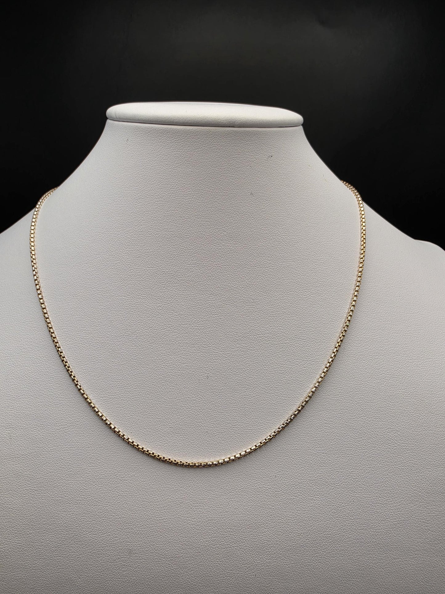 Gold Plated Sterling Silver 1.75mm Box Chain Necklace 18 Inch