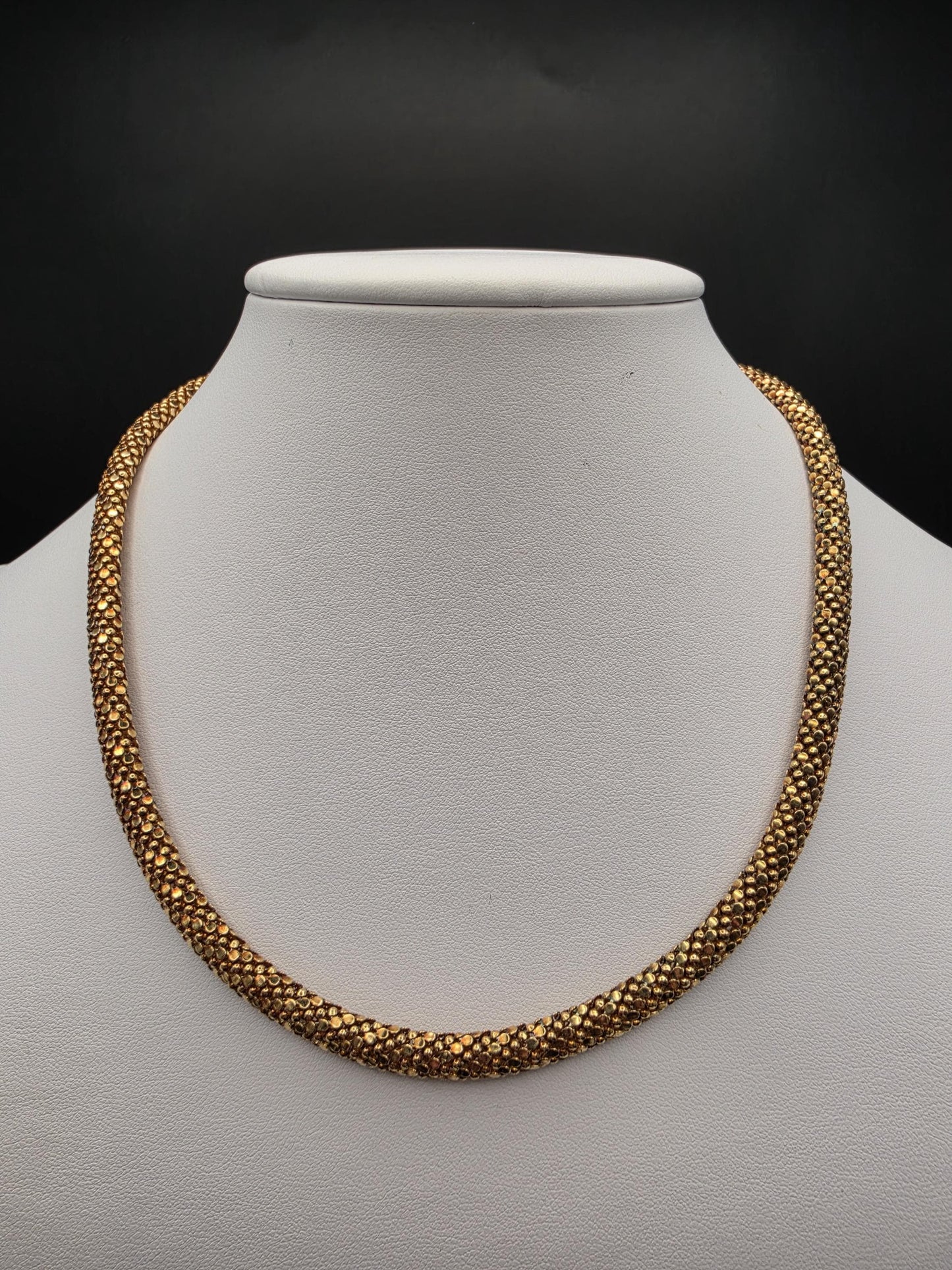 Gold Plated Sterling Silver 6mm Popcorn Chain Necklace 18 Inch