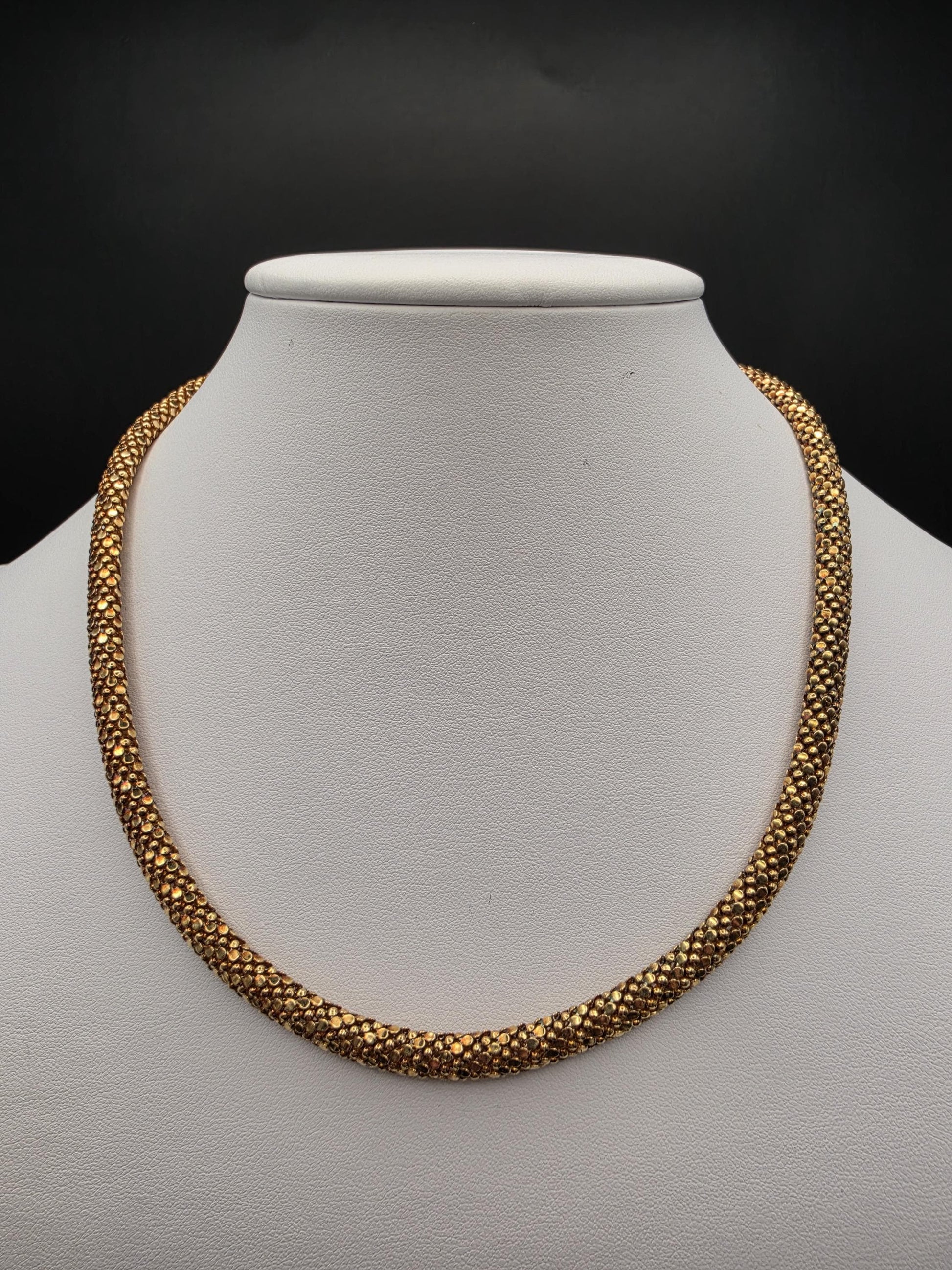 Gold Plated Sterling Silver 6mm Popcorn Chain Necklace 18 Inch