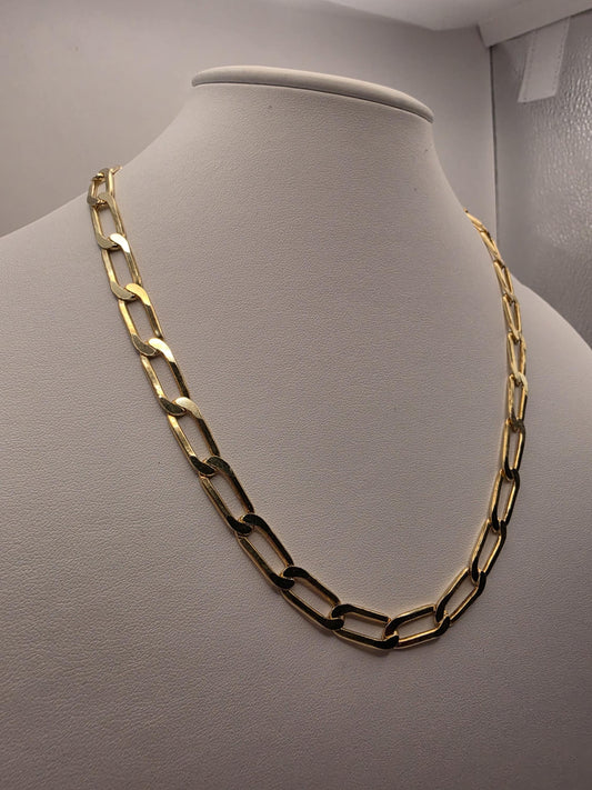 Gold Plated Sterling Silver 7.5mm Paperclip Chain Necklace 19.75 Inch