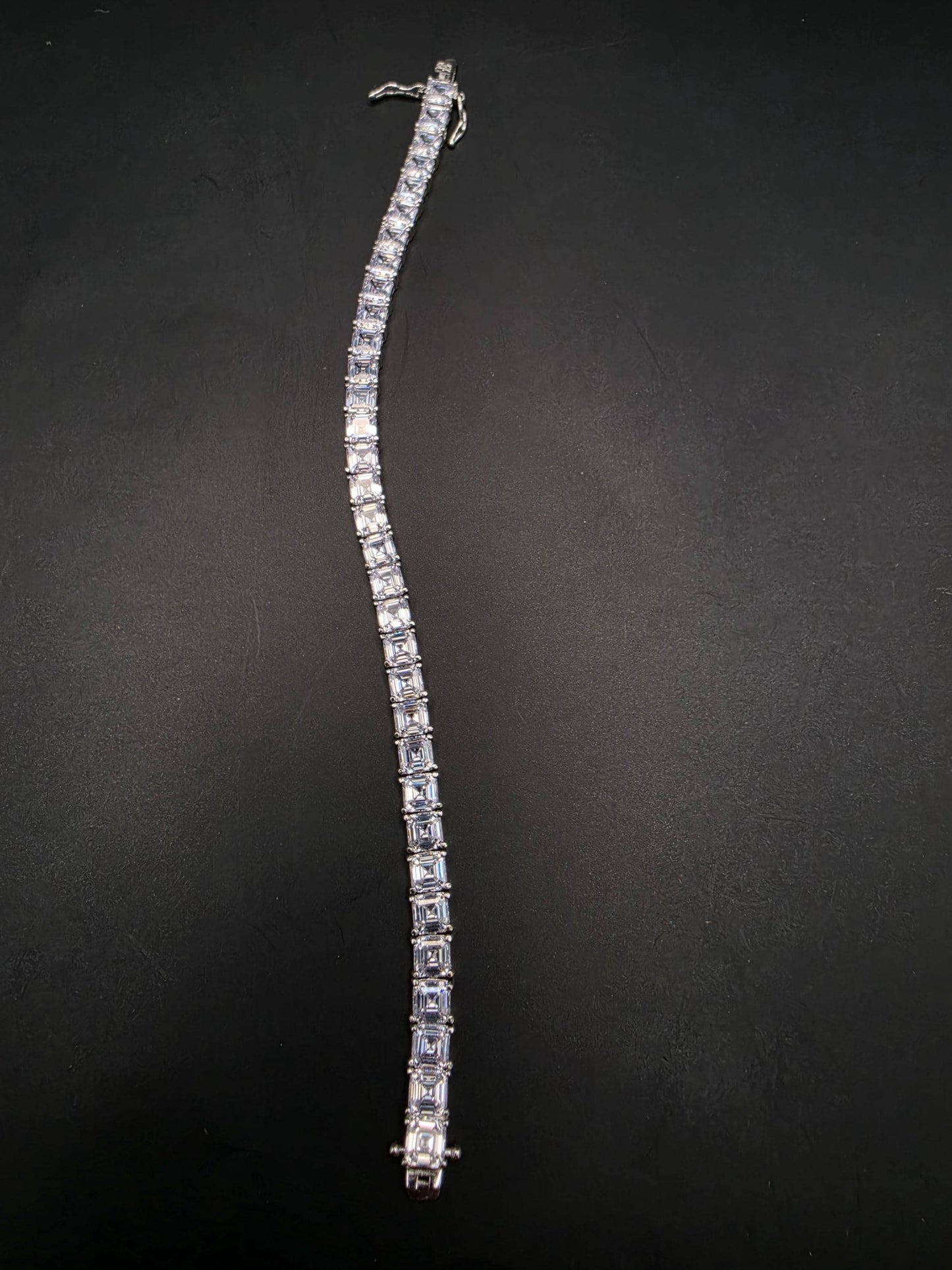 Sterling Silver Emerald Cut CZ Tennis Bracelet | 925 Silver Square CZ Bracelet 7 Inch