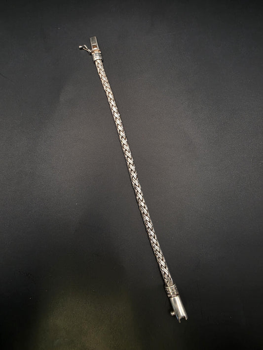 Sterling Silver Foxtail Wheat Chain Bracelet | 925 Silver Woven Bracelet 8.5 Inch