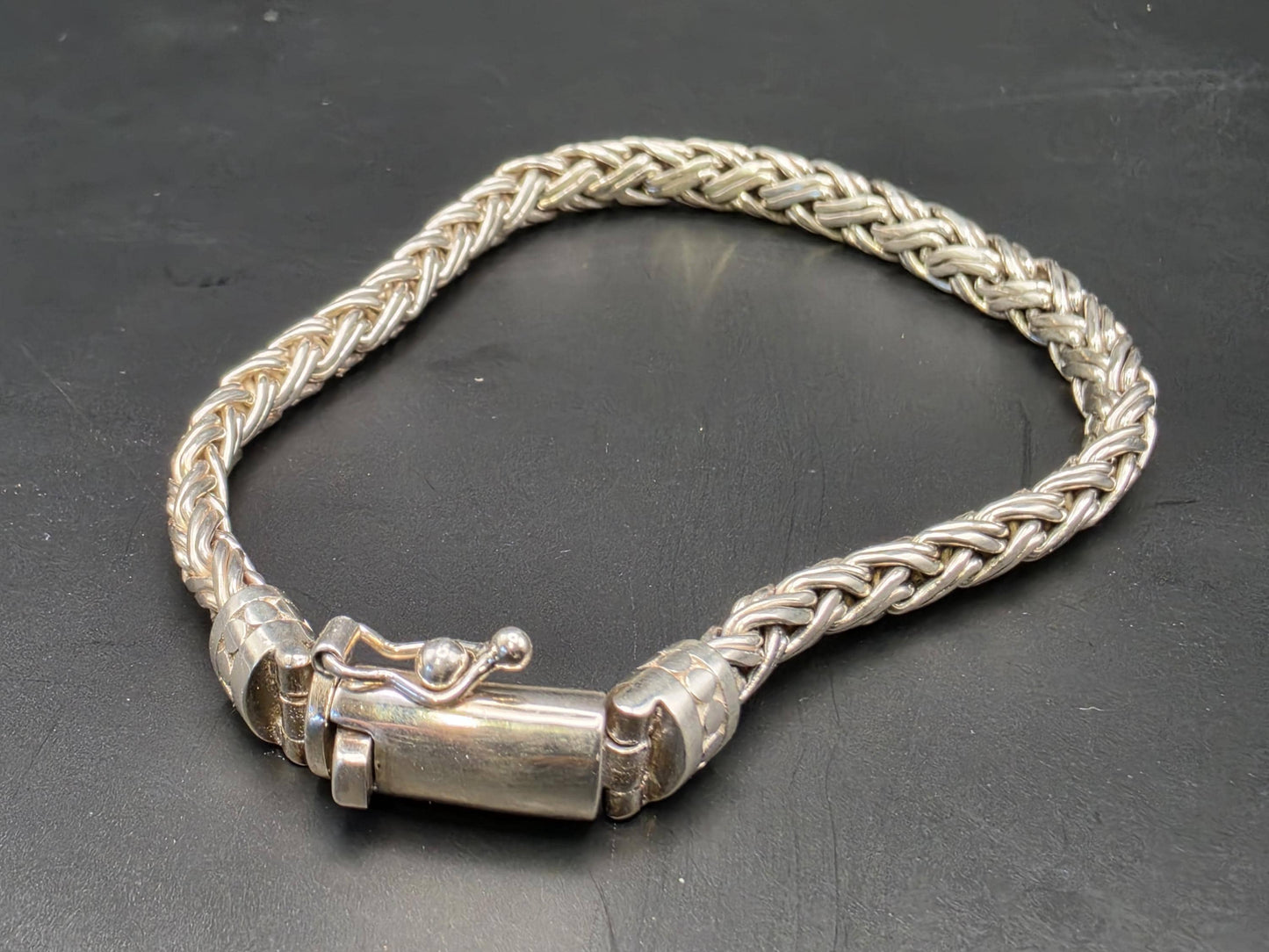 Sterling Silver Foxtail Wheat Chain Bracelet | 925 Silver Woven Bracelet 8.5 Inch