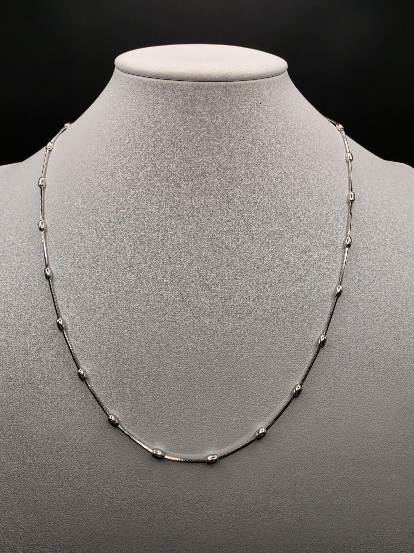 Sterling Silver Satellite Bead Chain Necklace | 925 Silver 20 Inch