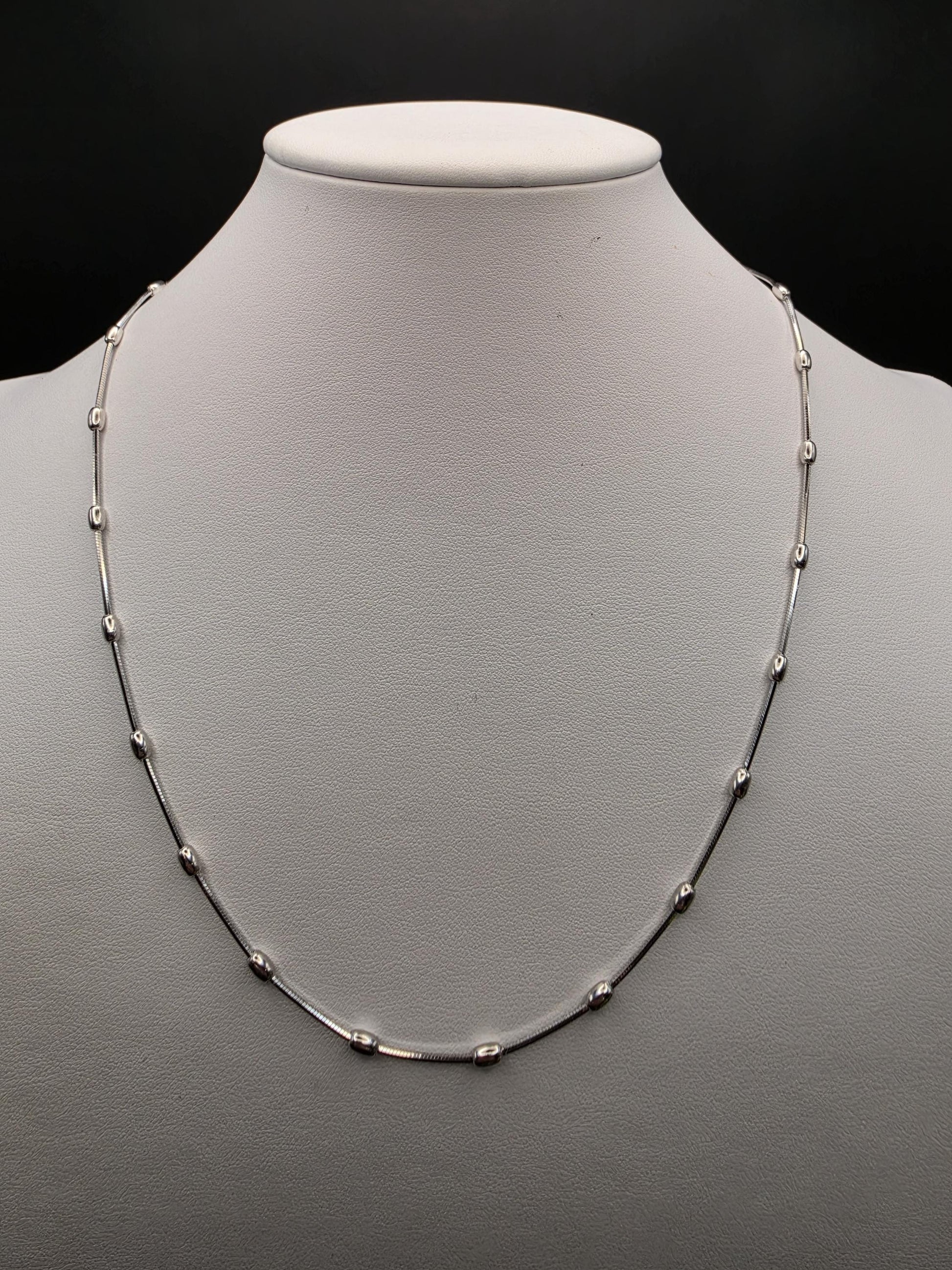 Sterling Silver Satellite Bead Chain Necklace | 925 Silver 20 Inch